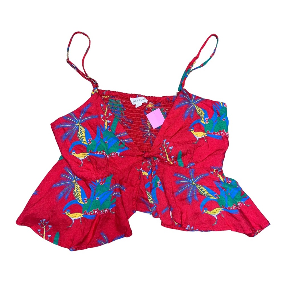 Honey Punch Red Tropical Camisole sz Medium